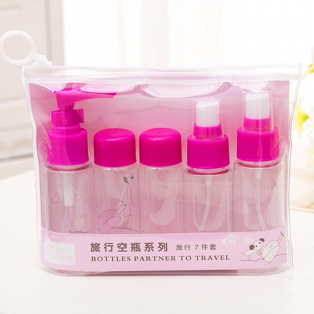 BOTOL TRAVEL TOILETRIES KIT SET ISI 7 BOTOL