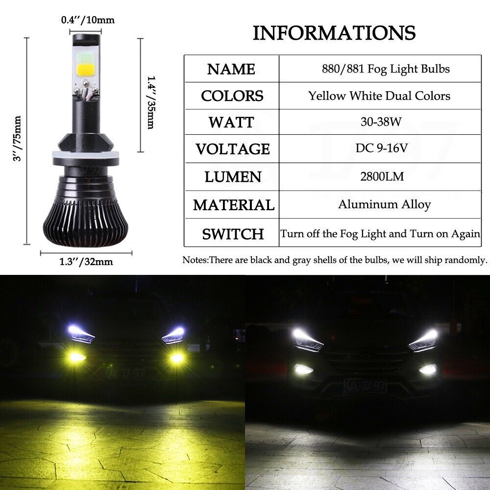 2pcs Lampu Led Cob 880 881 H27 Untuk Fog Lamp Mobil