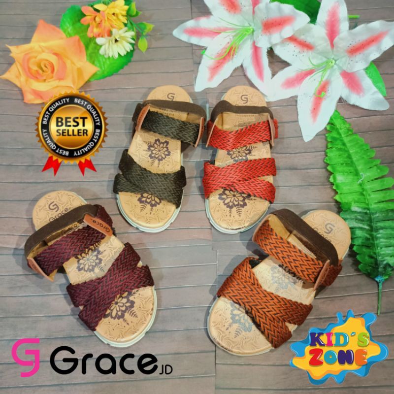 GRACE [JASMINE LET SILANG] Sandal Let Silang Anak Cewek/ Sendal Rajut Silang Anak Perempuan