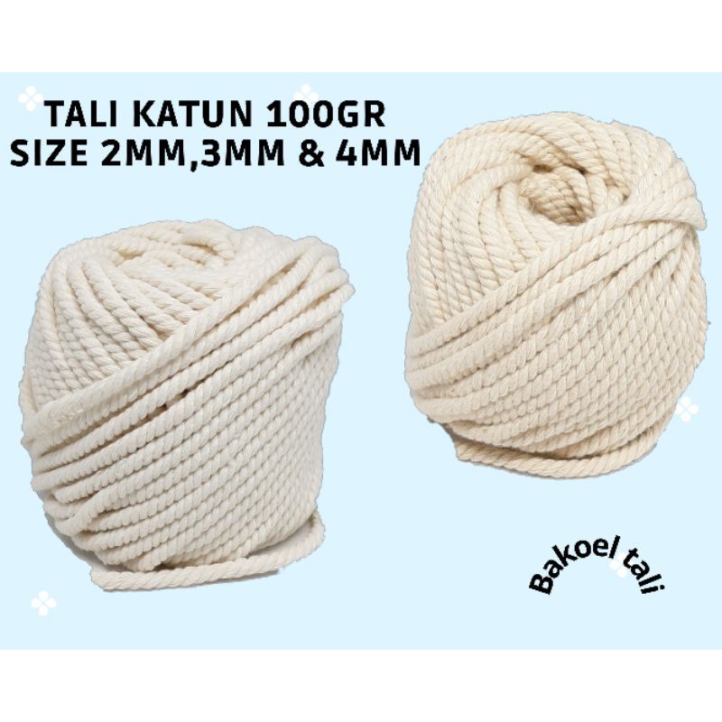 Tali macrame katun murah natural 100gr size 2mm, 3mm dan 4mm | Shopee