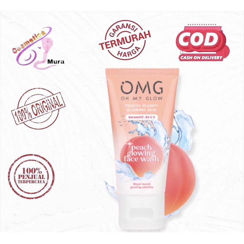 OMG Oh My Glam Peach Glowing Face Wash 50gr - omg face wash / omg glowing toner / omg glowing cream / paket skincare oh my glam