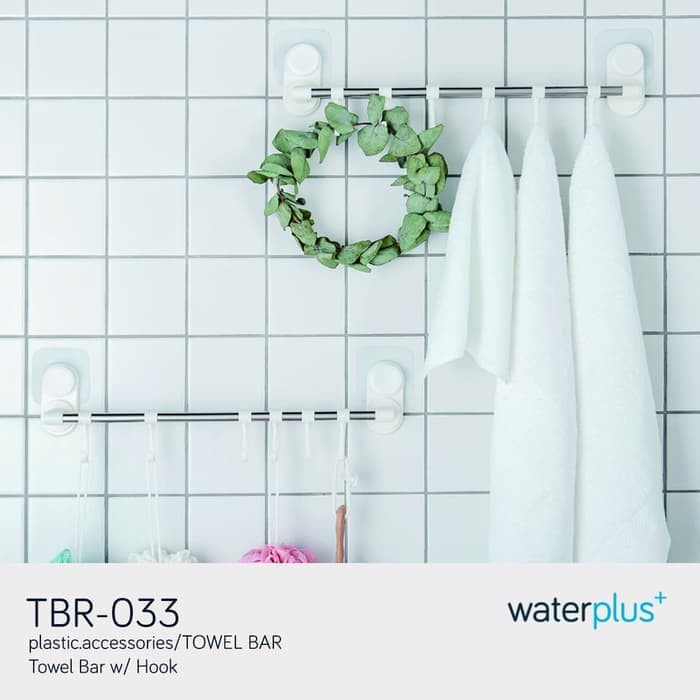 Waterplus TBR-033 Corner Towel Bar w/ Hook