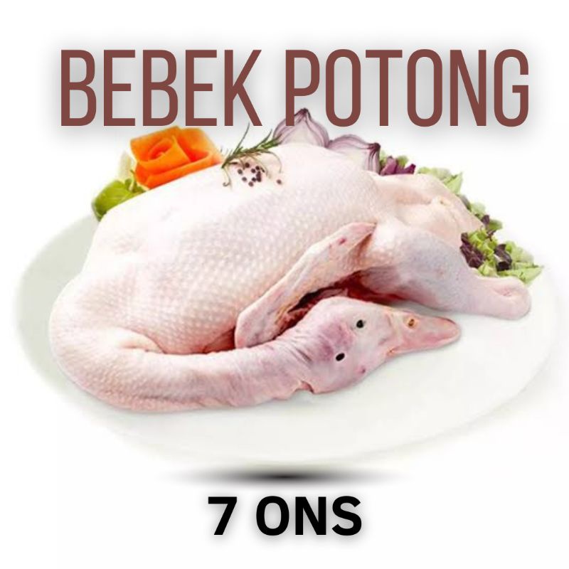 

Bebek Potong 7 Ons / 0,7 kg Putih Bersih Tanpa Bulu Dengan Kepala