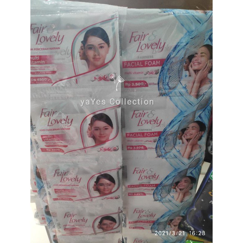 Glow &amp; Lovely Fair krim pencerah Facial Foam PCS sachet Face Wash Cuci Muka Multivitamin Cream UVA UVB