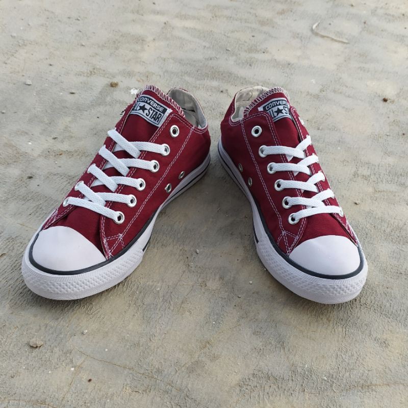 BISA COD SEPATU CONVERSE LOW  ALL STAR PENDEK PRIA WANITA MAROON FREE BOX