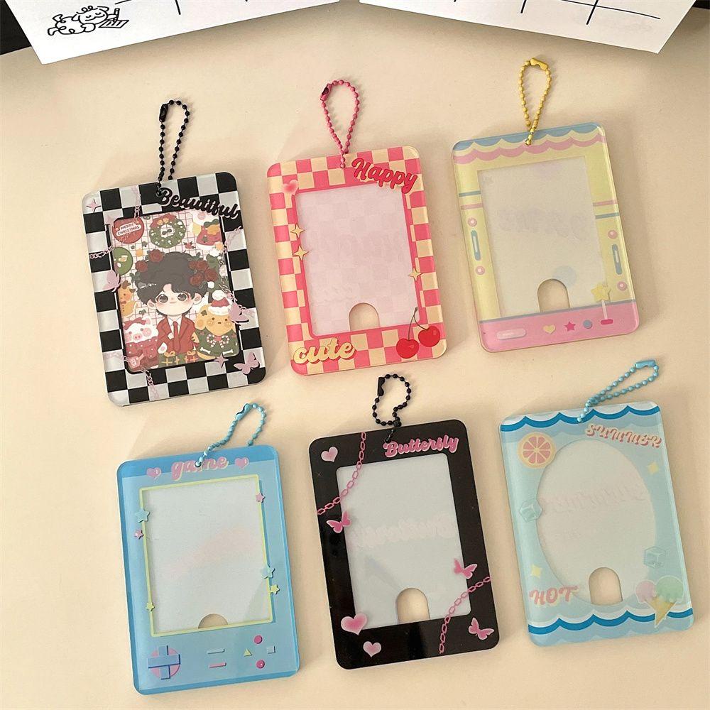 LANFY 3 Inch Photocard Holder Backpack Decor Card Protective Case Postcards Protective Idol Card Kpop Photocard Key Rings Card Keychain Kawaii Backpack Pendant Photo Sleeves