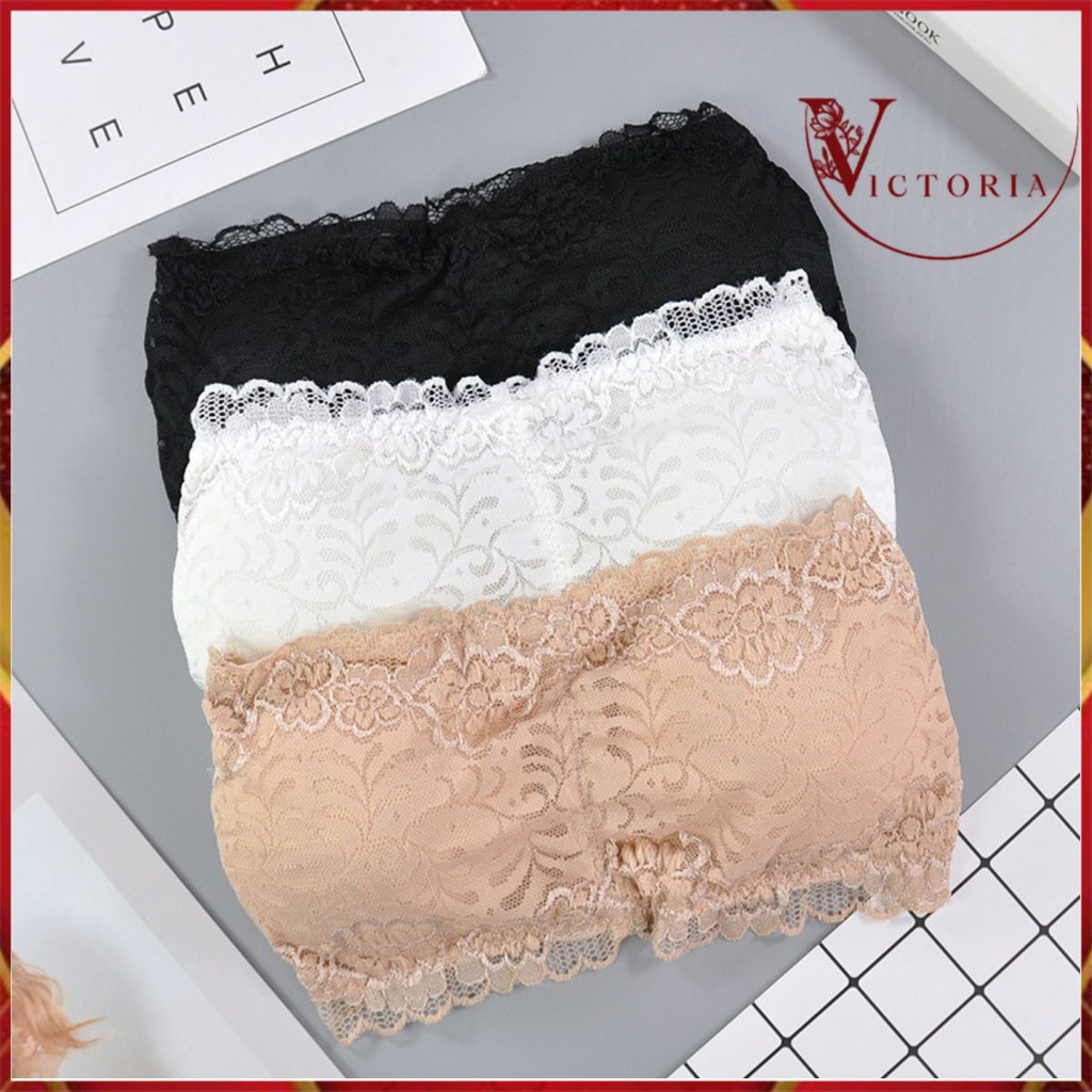 Victoria  Bra Crop Kemben Renda Model Busa Tanpa Tali Crop Top 1065