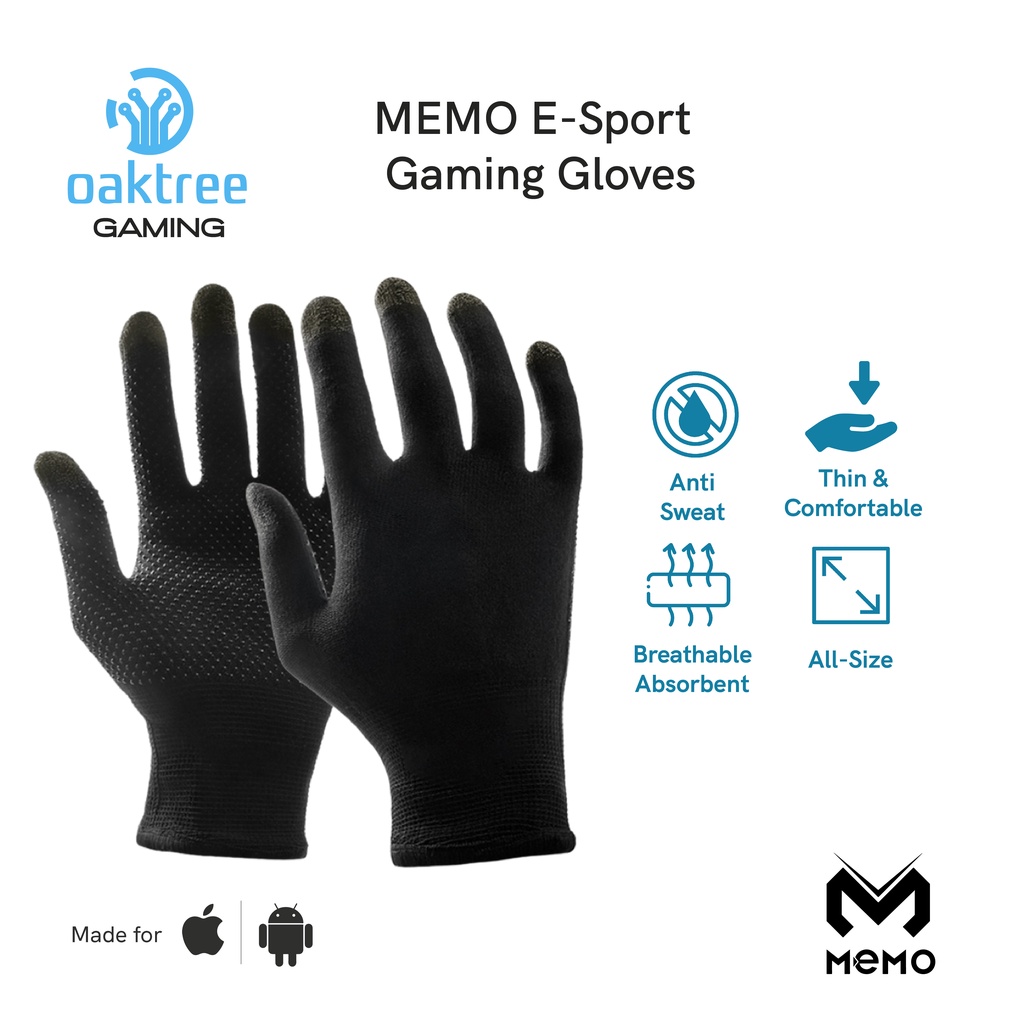 MEMO Gaming Gloves Sarung Tangan Gaming FF PUBG ML Anti Sweat 2Pcs