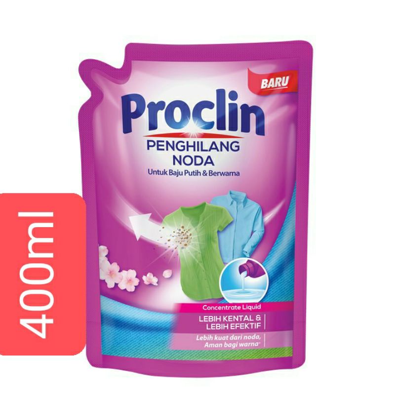 proclin penghilang noda 400ml proclin warna proclin pemutih proclin saset proclin penghilang noda 180ml proclin botol 400ml proclin pouch 400ml