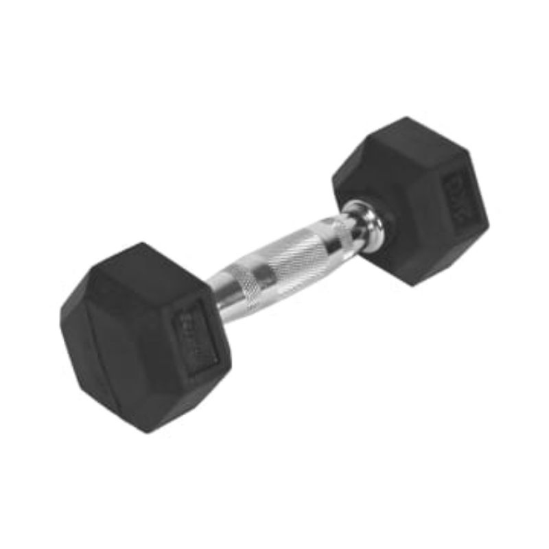 Berwyn Dumbbell Karet Segi Enam 2kg Hitam/Dumbbell Berwyn/Angkat Beban Berwyn/Barbell Berwyn