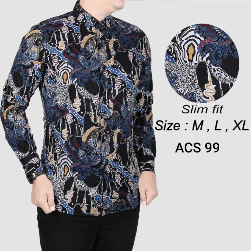 BATIK PRIA SLIM FIT LENGAN PANJANG KEMEJA BATIK PRIA COLINDION CBL1053