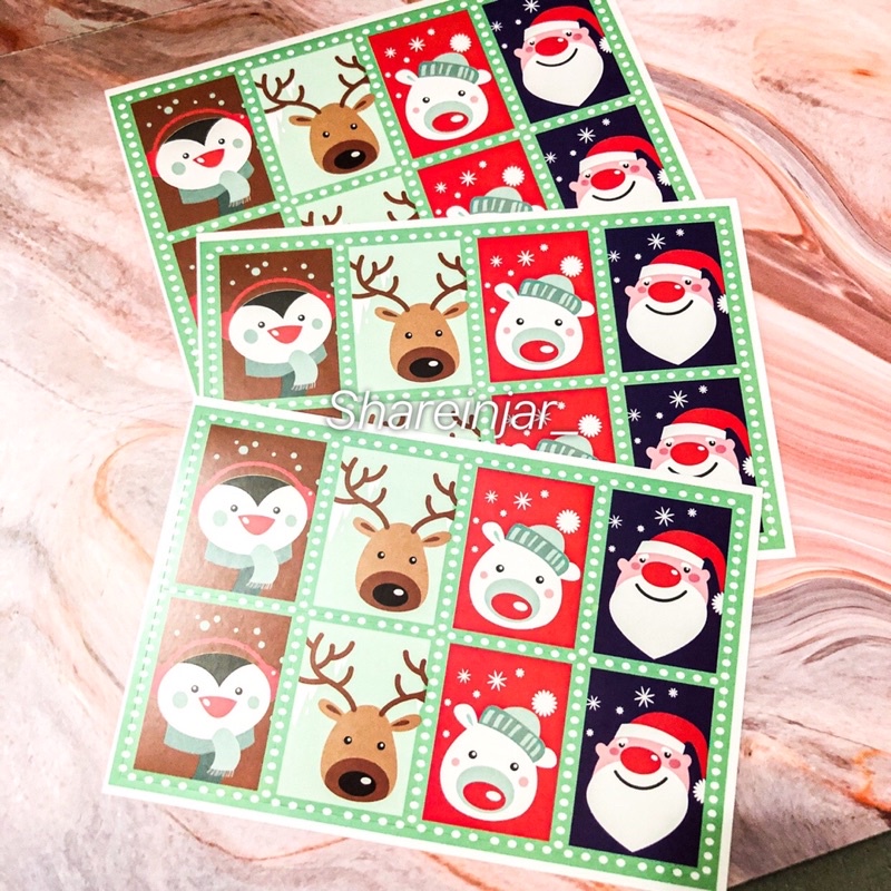 

Sticker Natal Hiasan Kotak Hampers Toples Kue Kado - Stiker Xmas #3 PERPACK