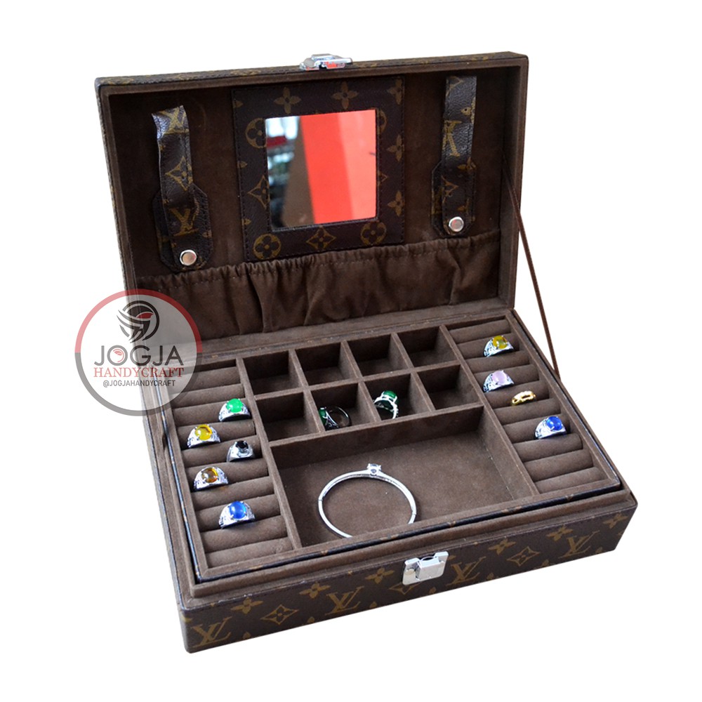 Exclusive Jewelry Box Organizer / Tempat Perhiasan Lengkap Anting, Gelang, Kalung, Emas Antam