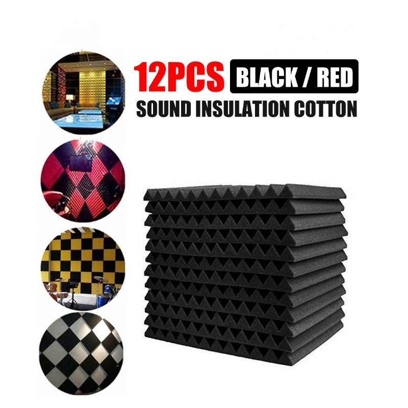 12pcs Spons Penyerap Suara Bentuk Segitiga Zigzag Ukuran 30x30 X 2.5CM