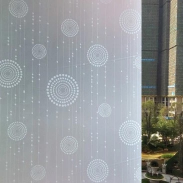 Eva Luvgreen Stiker Kaca Motif Circle Putih Ukuran 45x100cm Sandblast Kaca Es Kaca Buram GS 081