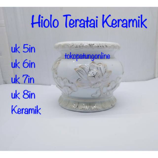 Hiolo Teratai Keramik Putih IMPORT 6in