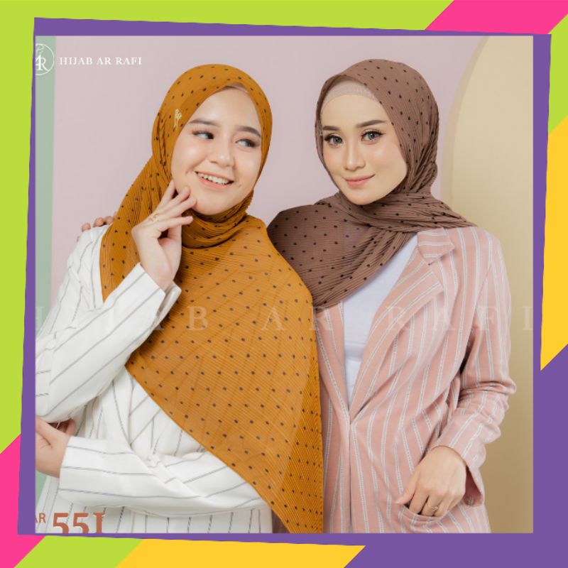 hijab modern arrafi nadera luxury jilbab plisket polkadot baby dol instan jilbab bergo