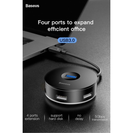 Baseus USB Hub USB Type C to 3 x USB 2.0 + 1 x USB 3.0 - Black