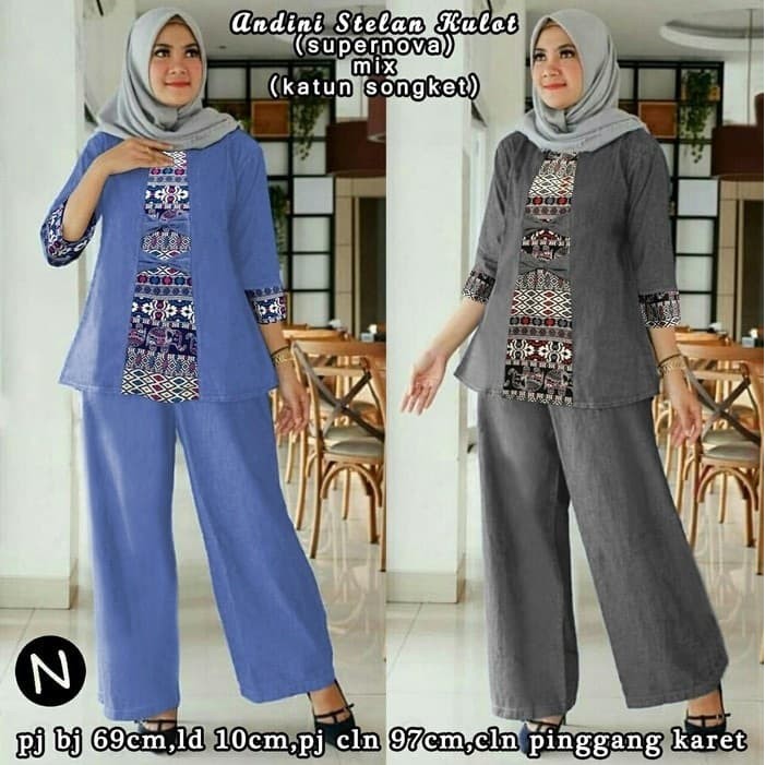 TERLARIS PAKAIAN SET GAMIS WANITA MUSLIM SYARI LEBARAN setelan batik muslim hijab xl jumbo bigsize b