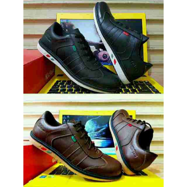 SEPATU SNEAKERS CASUAL PRIA KICKERS KULIT ASLI
