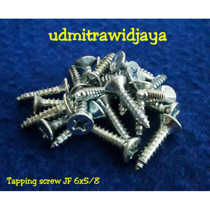 Tapping screw JF 6x5/8 sekrup datar tapping FH scrup kepala rata skrup 1pack 20pcs sekrup box ampli