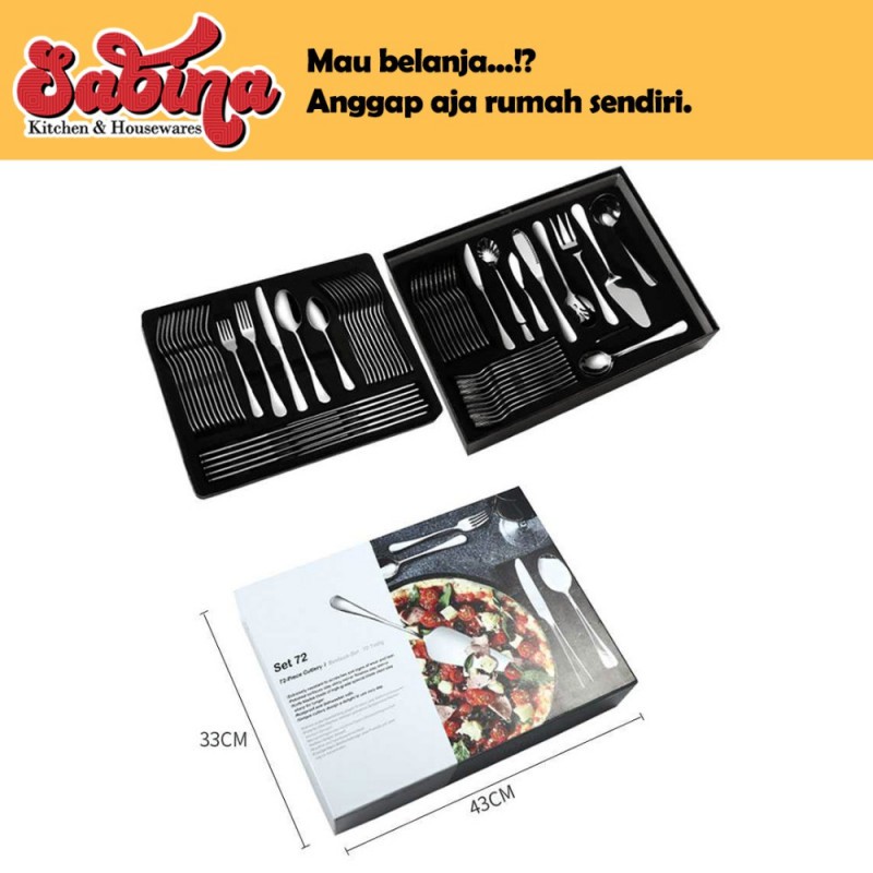 Perlengkapan Alat Makan Set Elegan Cutlery Sendok Garpu Pisau 72PCS