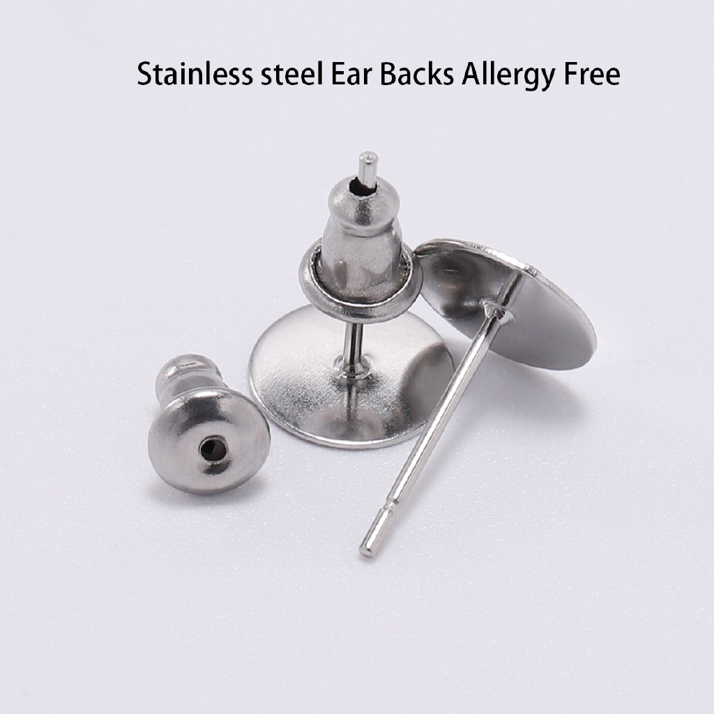 50pcs 4.8*5.8mm Stainless Steel Anting Anting Penyumbat telinga membuat persediaan Bahan aksesoris