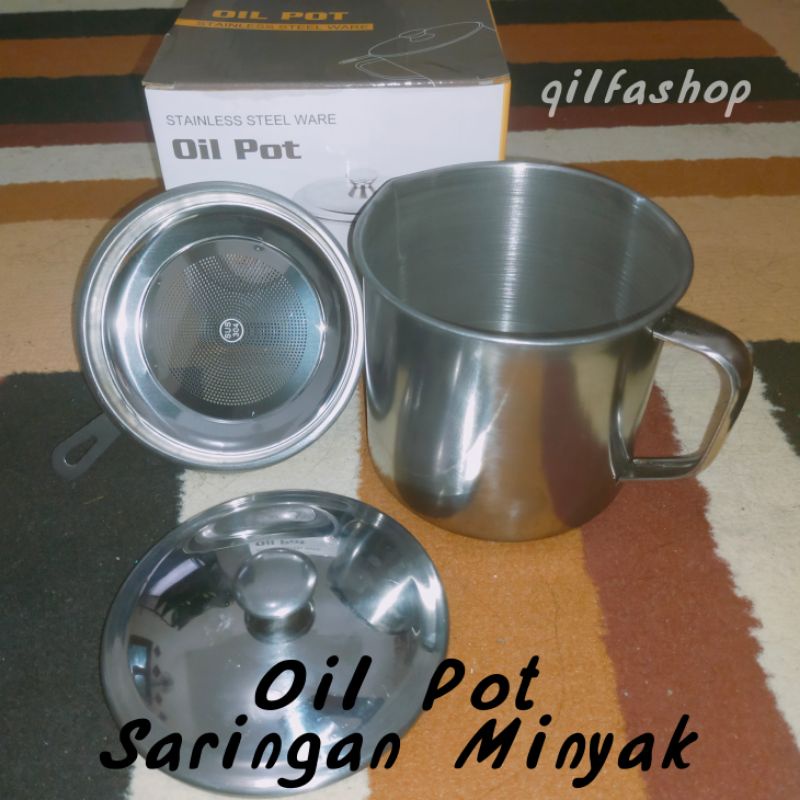 Saringan Sisa Minyak Goreng /Oil Pot Penyaring Minyak Bekas / Tempat Minyak Goreng