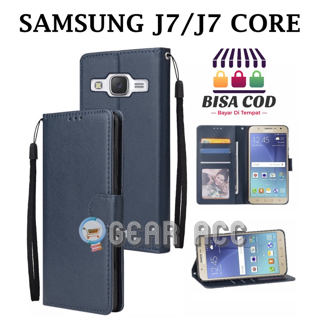 FLIP CASE UNTUK SAMSUNG J7 / J7 CORE - FLIP COVER DOMPET CASING-WALLET LEATHER CASE FLIP SARUNG BUKU