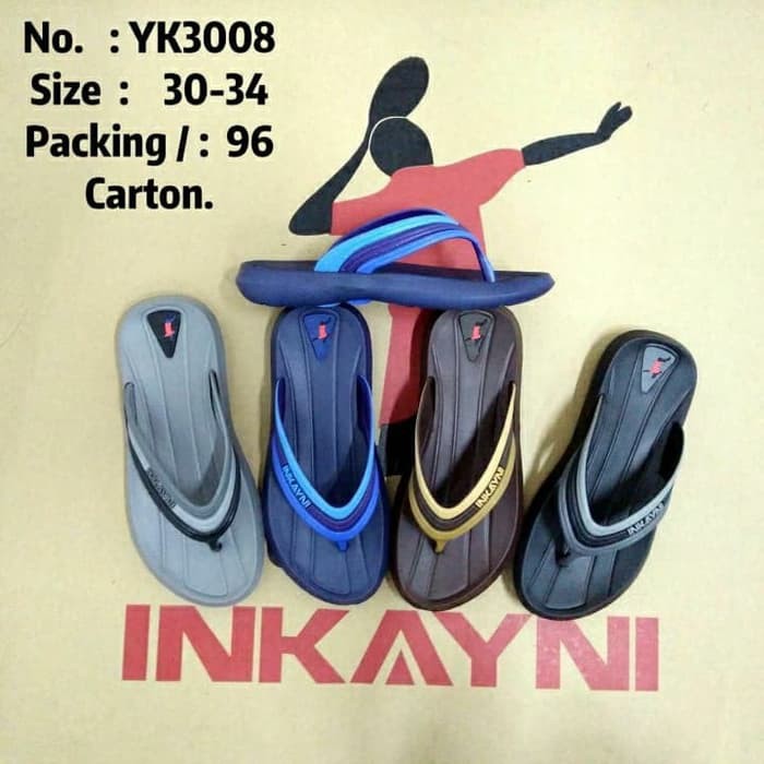 (DISTRIBUTOR RESMI) Sandal Jepit Inkayni 3008 / Sandal Karet Tanggung 30-34 / Sandal Jepit Anak