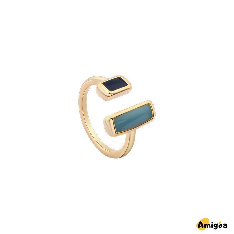 1Pc Retro Fashion Cincin Sederhana Geometris Terbuka Wanita Aksesoris Mode - AG2