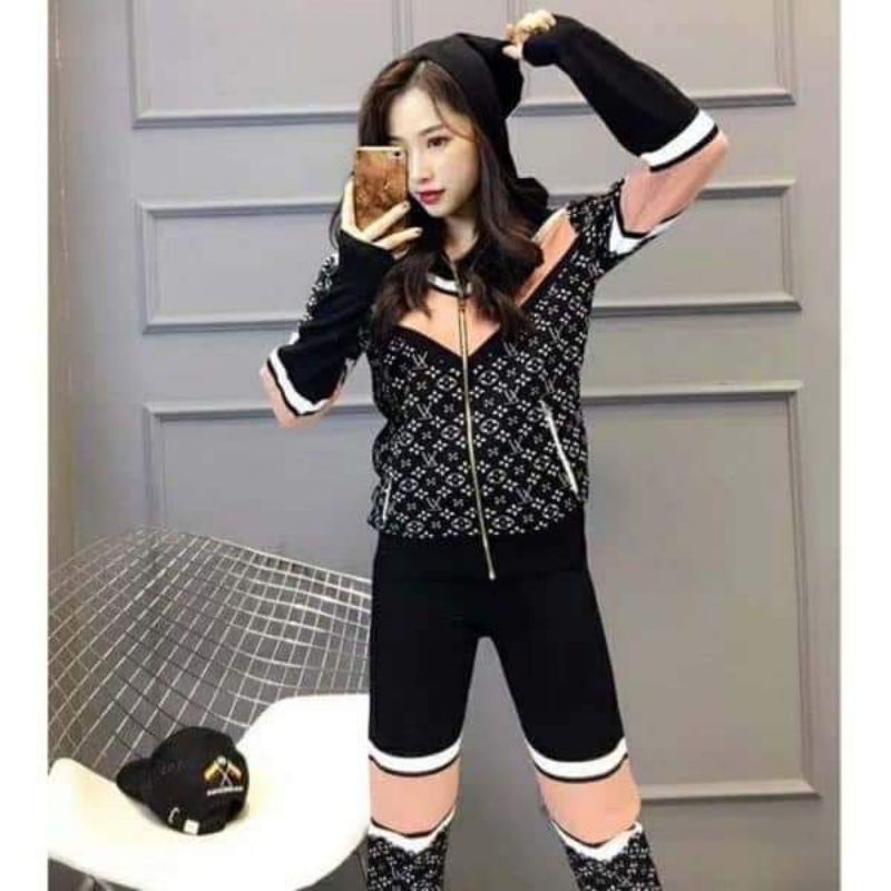 Sxb sport setelan senam jaket Hoodie dan joger