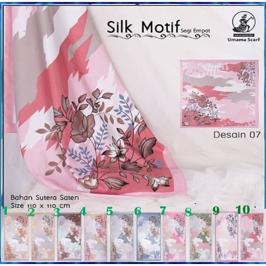 Jilbab Segiempat Silk Motif UMAMA/Jilbab Satin Silk Umama 07/UMAMA