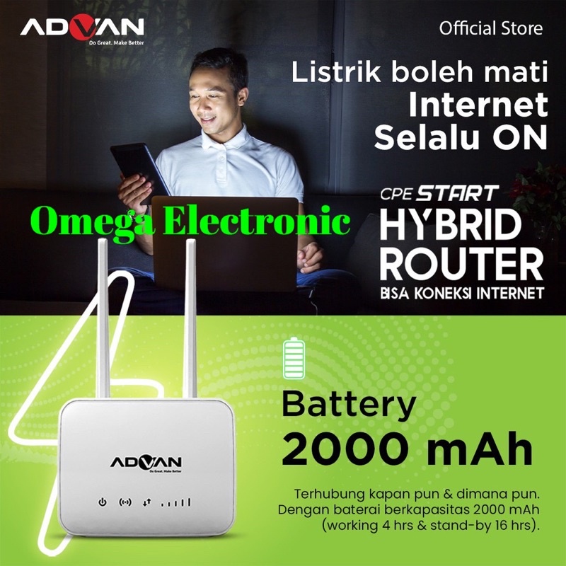 Advan CPE START Home Router Modem 4G LTE Telkomsel Orbit Wifi Hybrid 300Mbps