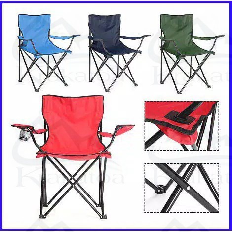 【Warna Dipilih】 Kursi Lipat Outdoor dengan Lengan` Kemah` Mancing Pancing` Bangku Portable Camping Piknik