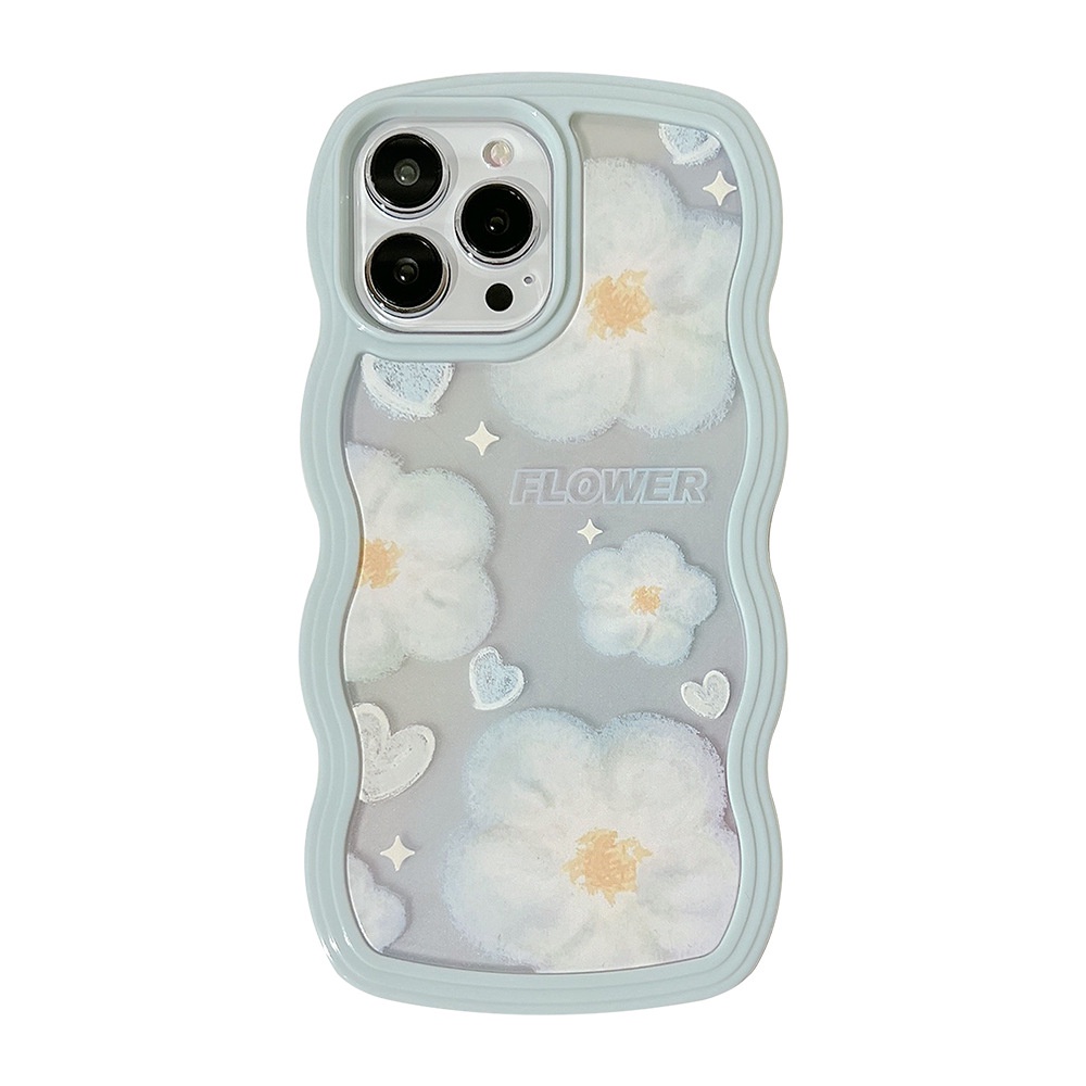 Musim Panas Biru Muda 2in1 Bunga Flowers Anti-Jatuh Telepon Transparan TPU Case Cover Untuk Iphone X XR XS 11 12 13 14 PLUS PRO MAX