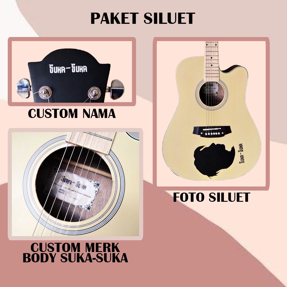 Custom Nama / Foto Siluet Pada Gitar Suka-Suka