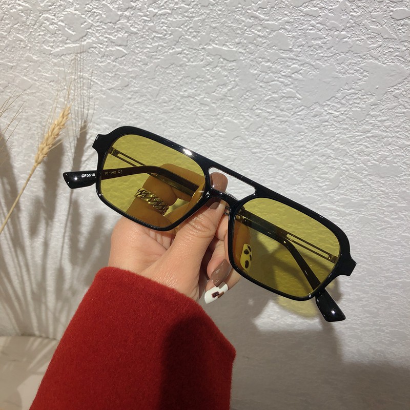 (YUZHU) Anti UV400 Square Frame Metal Fashion Sunglasses Korean Fashion Candy Color Small Square Frame Kacamata Hitam Pria Dan Wanita