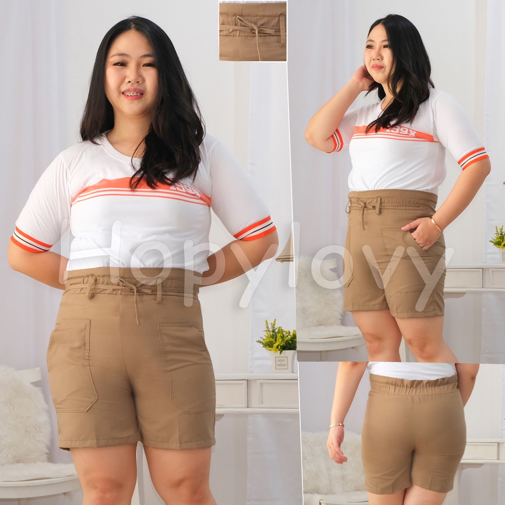 HOPYLOVY - Jumbo XXL Celana Pendek Wanita Hot Pants Move It Highwaist Pinggang Karet Sherly