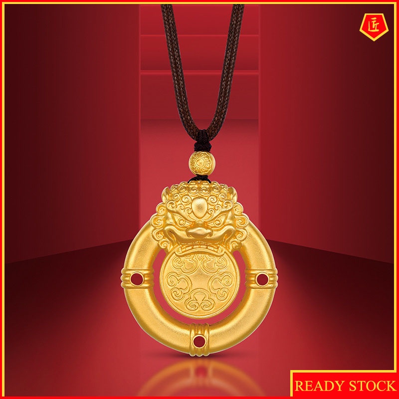 [Ready Stock]Royal Lion Safety Buckle Pendant Gold Necklace Classic Temperament