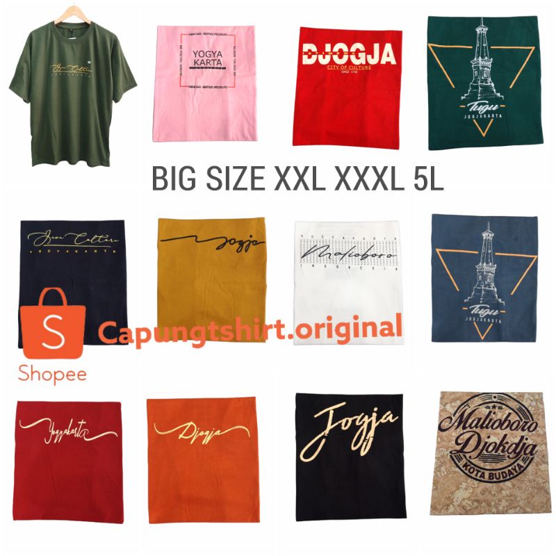 KAOS JOGJA JUMBO XXL XXXL BAHAN KATUN CAPUNG TSHIRT /BAJU JOGJA DEWASA / OLEH OLEH JOGJA / KAPS JOGJ