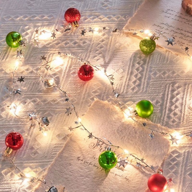 2m String Cahaya Hangat Bulat Dengan Bell Xmas LED Lampu String Hias Tenaga Baterai Starry Fairy Light