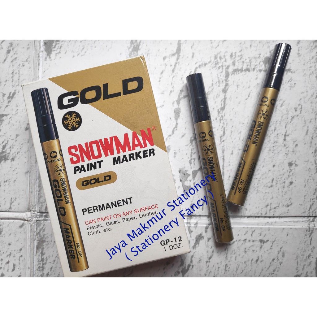 Spidol Permanent Snowman Paint Marker GP-12 (Emas)