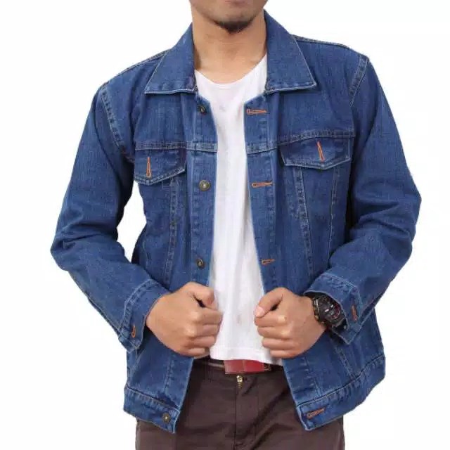 Jaket Jeans Denim Bio Wash Standard Oversize Pria Blue Washing
