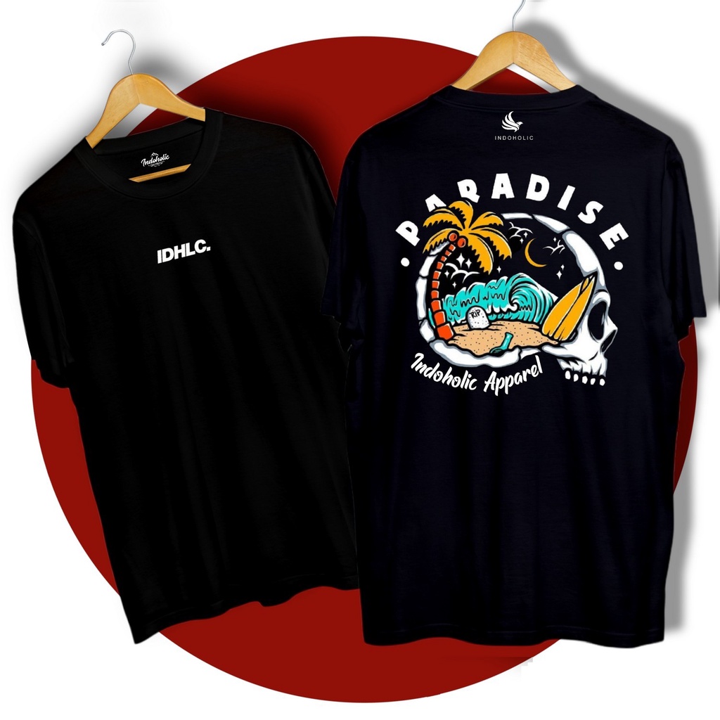 Indoholic Atasan Baju Pakaian Pria Cowok wanita Kaos Distro Murah terbaru Combed 100% Original Paradise