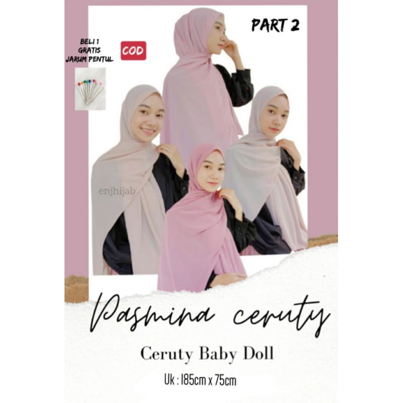 Pasmina Ceruty Baby Doll Premium 180x75 | Pashmina Ceruti Babydoll | Kerudung Pasmina Panjang Part 2