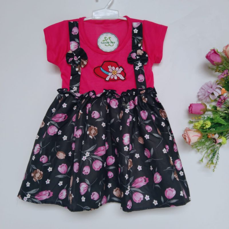 Dress Anak 1 2 3 Tahun cewek perempuan Baju Bunga ( Dress Bunga Tulipa )