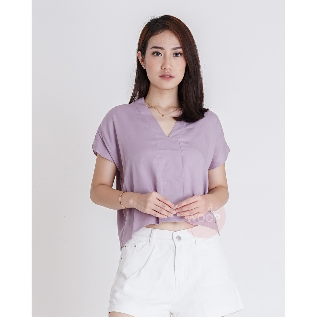 Casual V-neck Rayon Blouse premium Atasan Wanita