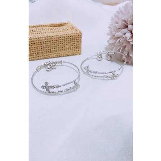 Gelang tangan salib anak silver permata xuping