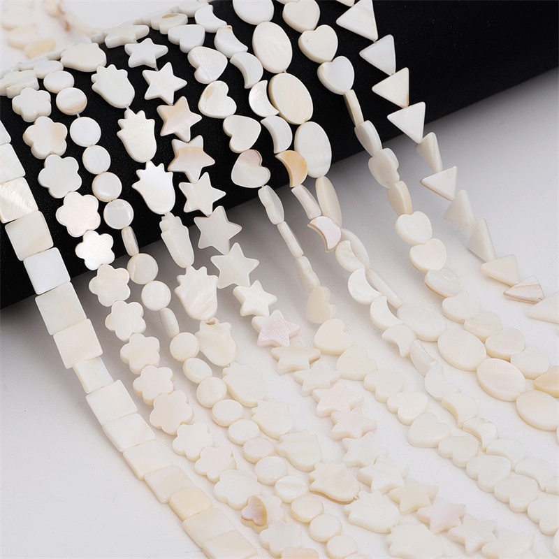 22-70 Pcs Alami Putih Cinta Shell Ibu Mutiara Longgar Spacer Manik-manik untuk Membuat Perhiasan DIY Gelang Kalung Buatan Tangan